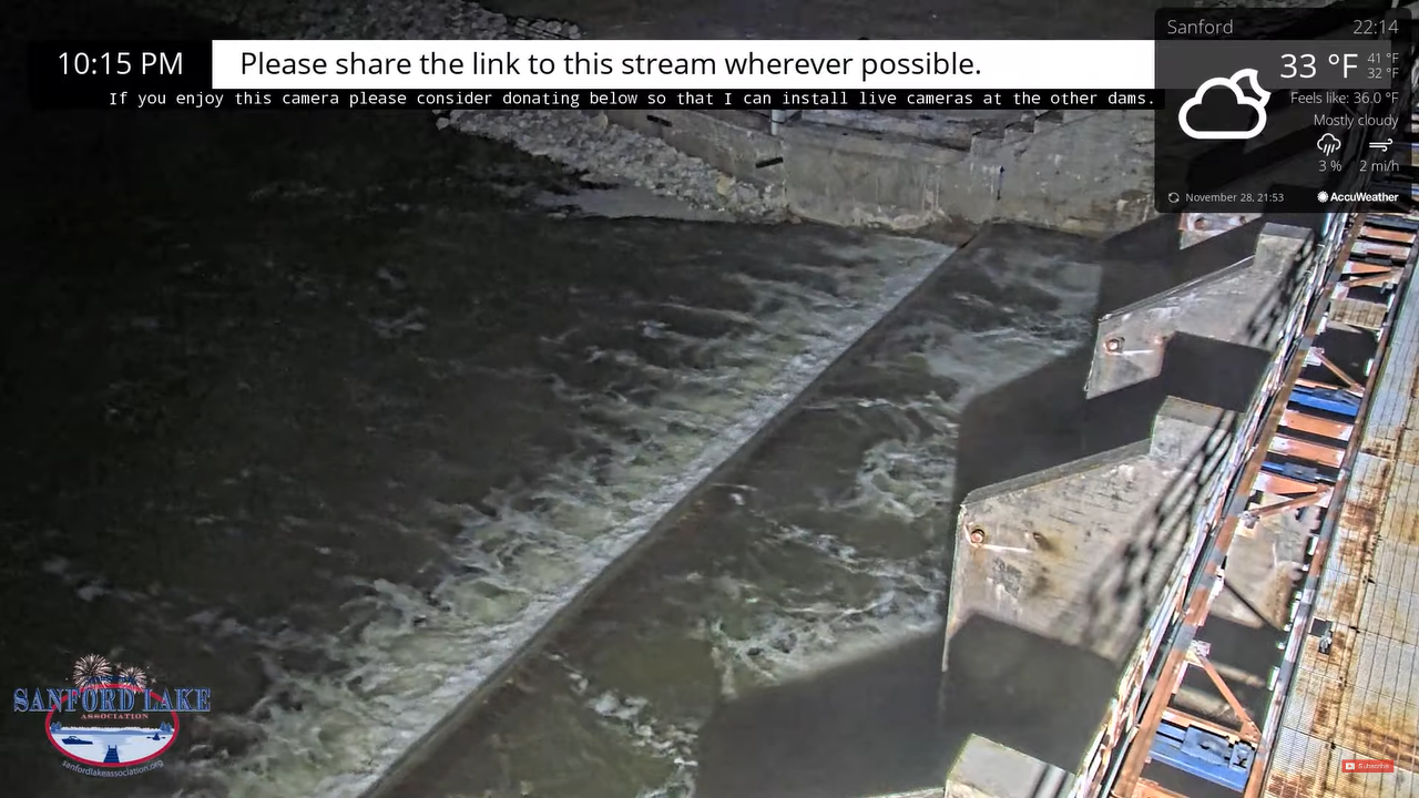 Sanford Dam Live Webcam – Sanford, Michigan