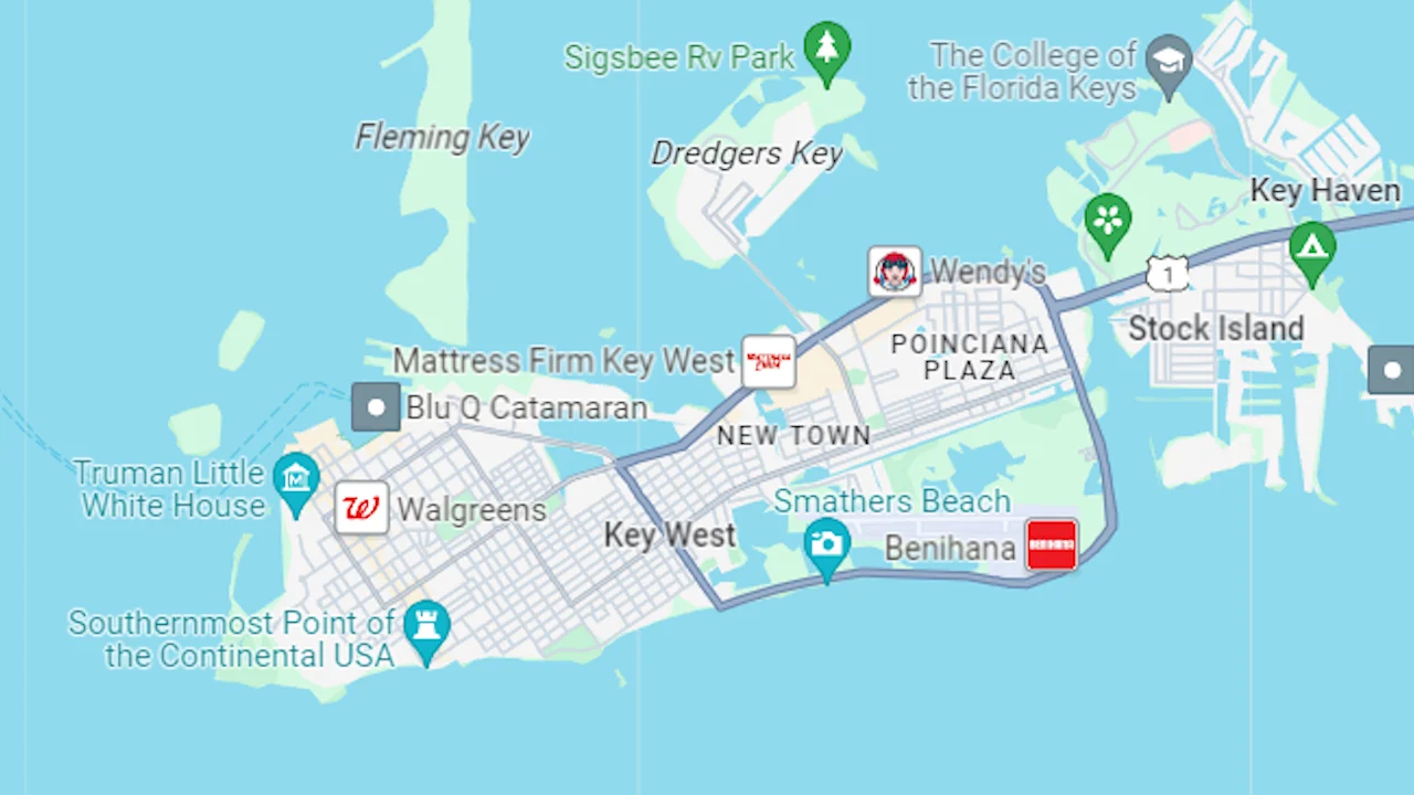 Map of Key West, Florida